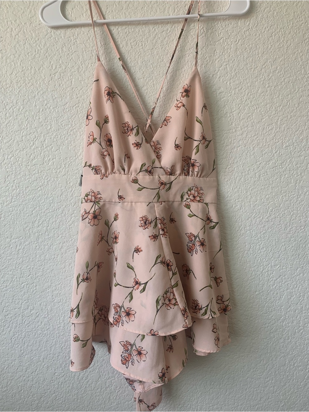 Forever 21 Pink Floral Romper with Spaghetti Straps